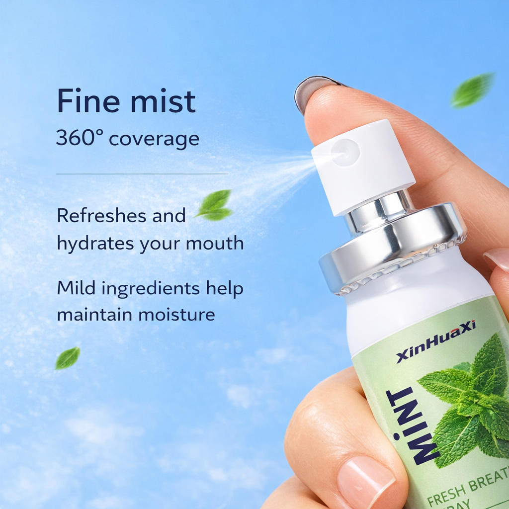 Alcohol-free mouth spray fine-mist nozzle