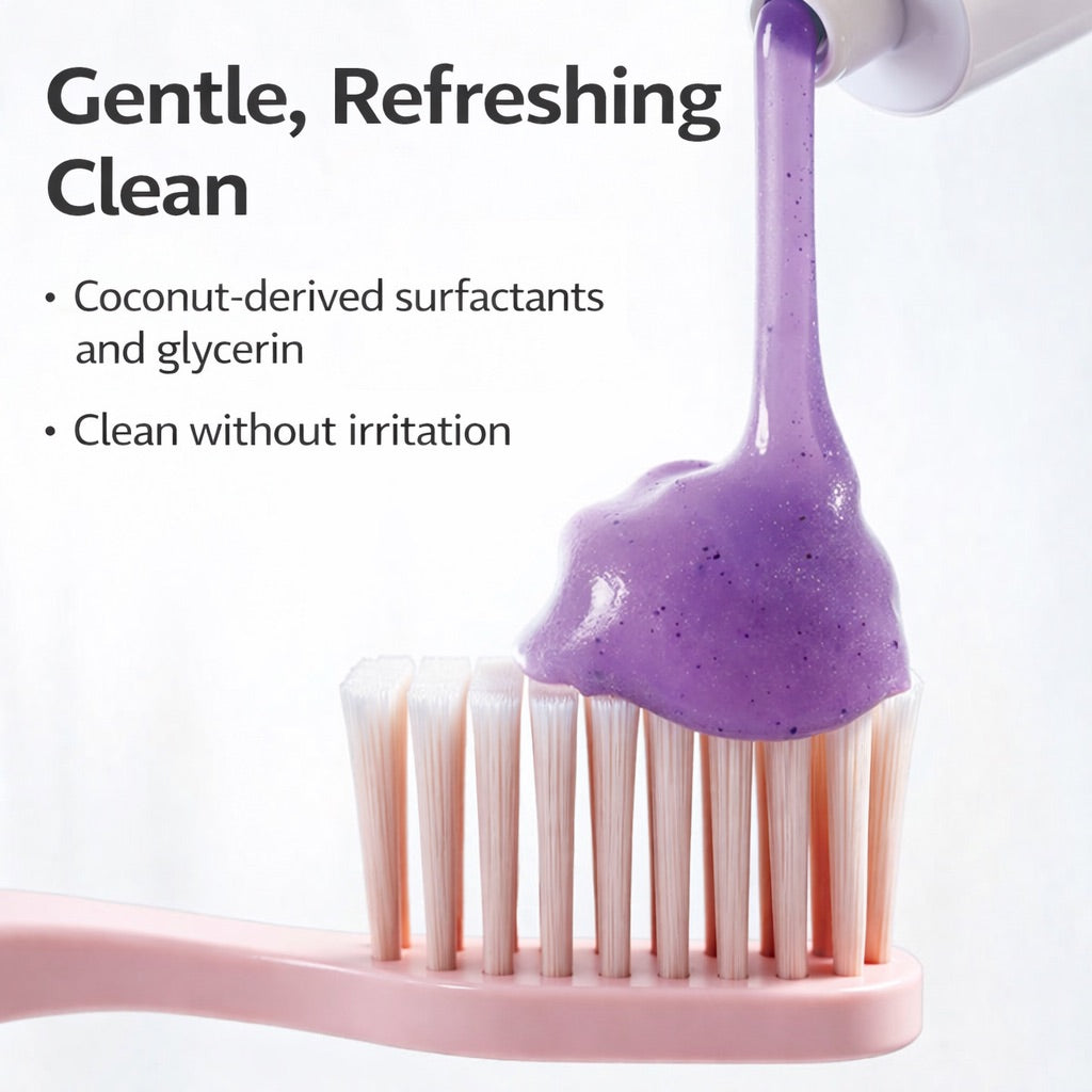 Purple optical whitening toothpaste cleaning texture