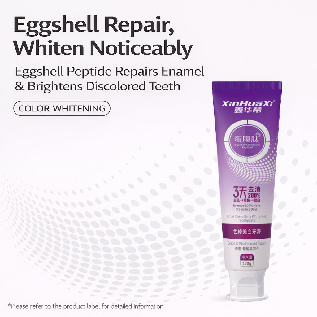 Optical whitening toothpaste and eggshell peptide repair
